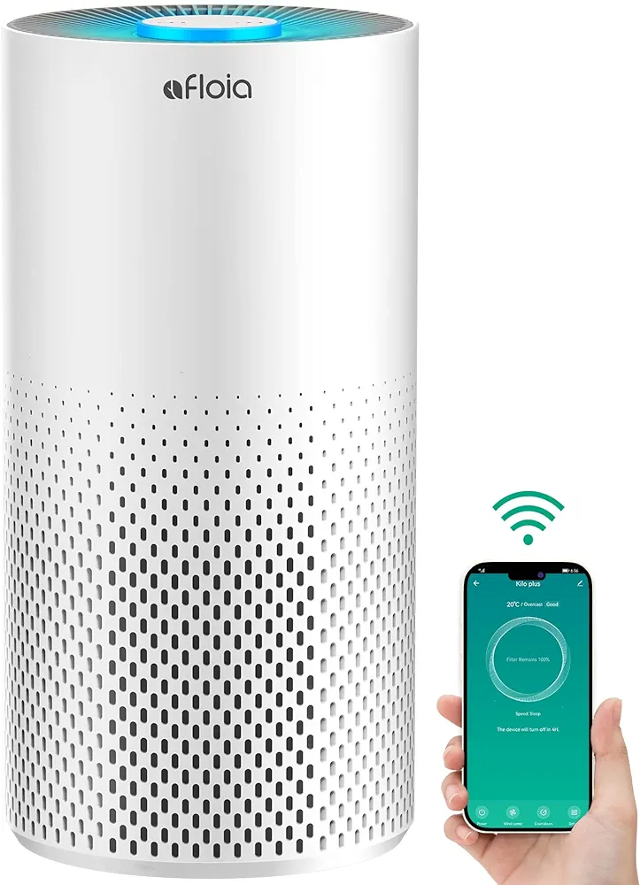 Afloia Air Purifiers for Home Large Room Up to 1076 Ft², Smart WiFi& Bluetooth 3-Stage Filter Air Purifiers for Bedroom 22 dB, Air Purify Filter Cleaners for Pets Odor Smoke Dust Mold Pollen