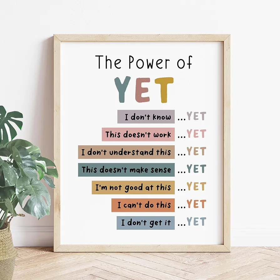 The Power of Yet Print Therapy Office Decor Poster Kids Room Wall Decor Boho Classroom Growth Mindset Mental Health Poster Classroom Decor School Counselor Power of Now Unframed (8x10 inches)