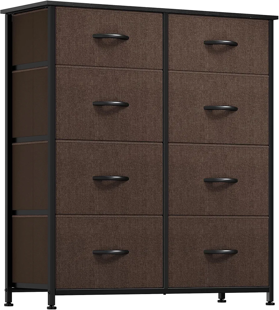 YITAHOME 8 Drawers Fabric Dresser - Storage Tower Unit Organizer Unit for Living Room & Closets - Sturdy Steel Frame & Easy Pull Fabric Bins (Coffee)