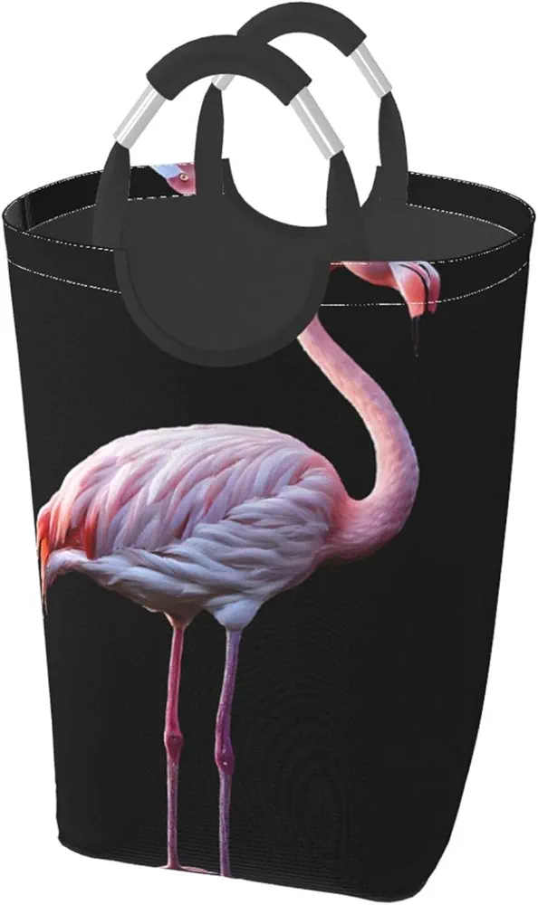 Laundry Basket Collapsible Clothes Hamper for Dirty Clothes, Laundry Bag with Handles Blanket Toys Storage Blanket, Dorm Room Essentials Accessories - Abstract flamingo