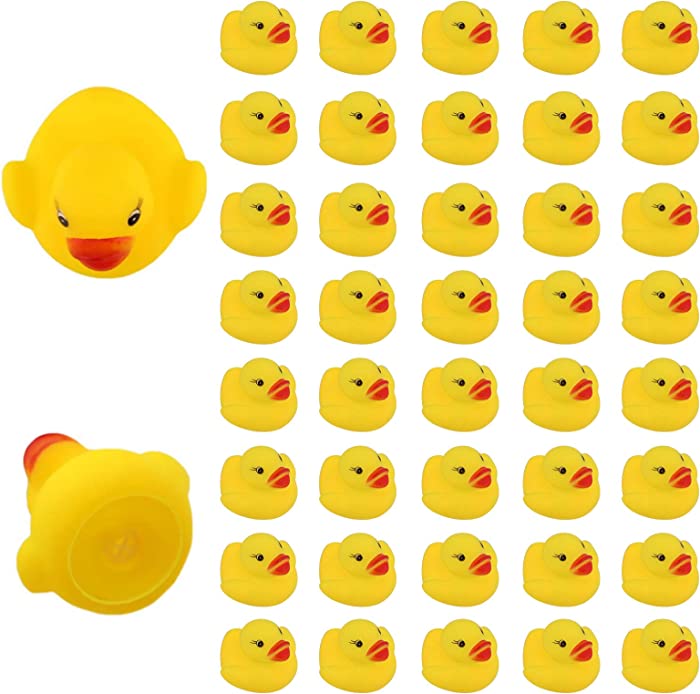 LUTER 36Pcs Rubber Ducky Bath Toy Float and Squeak Mini Small Yellow Ducks Bathtub Toys for Kids Shower Birthday Party Supplies