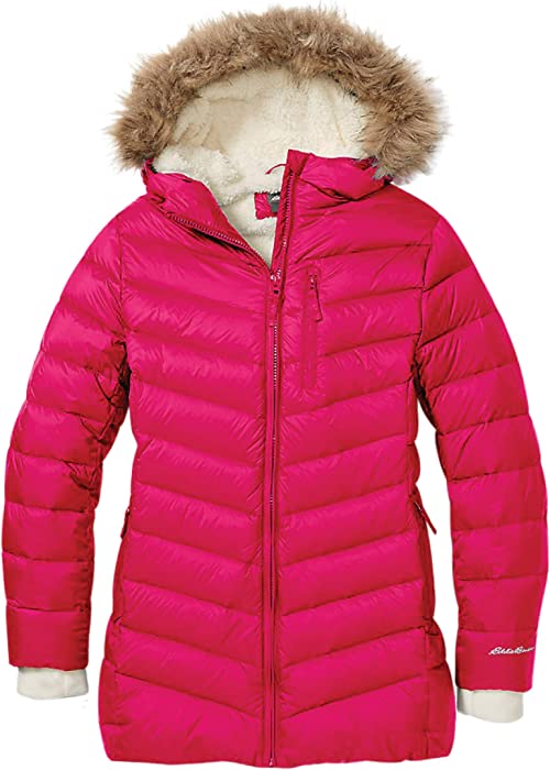 Eddie Bauer Girl's Sun Valley Parka Coat, Down Jacket with Fur Hood