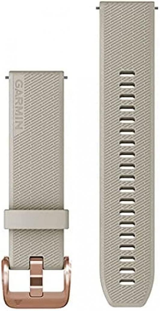 Garmin Quick Release 20 Watch Band, Light Sand Silicone with Rose Gold Hardware, (010-13114-02)