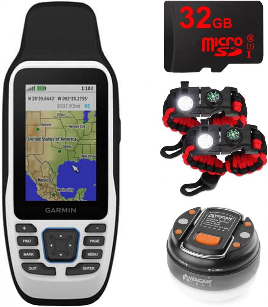 Garmin 010-02635-00 GPSMAP 79s Marine Handheld with Worldwide Basemap Bundle with 32GB MicroSD Memory Card, 2-Pack Tactical Emergency Paracord Bracelet, Wagan LED Brite-Nite Dome Lantern Flashlight