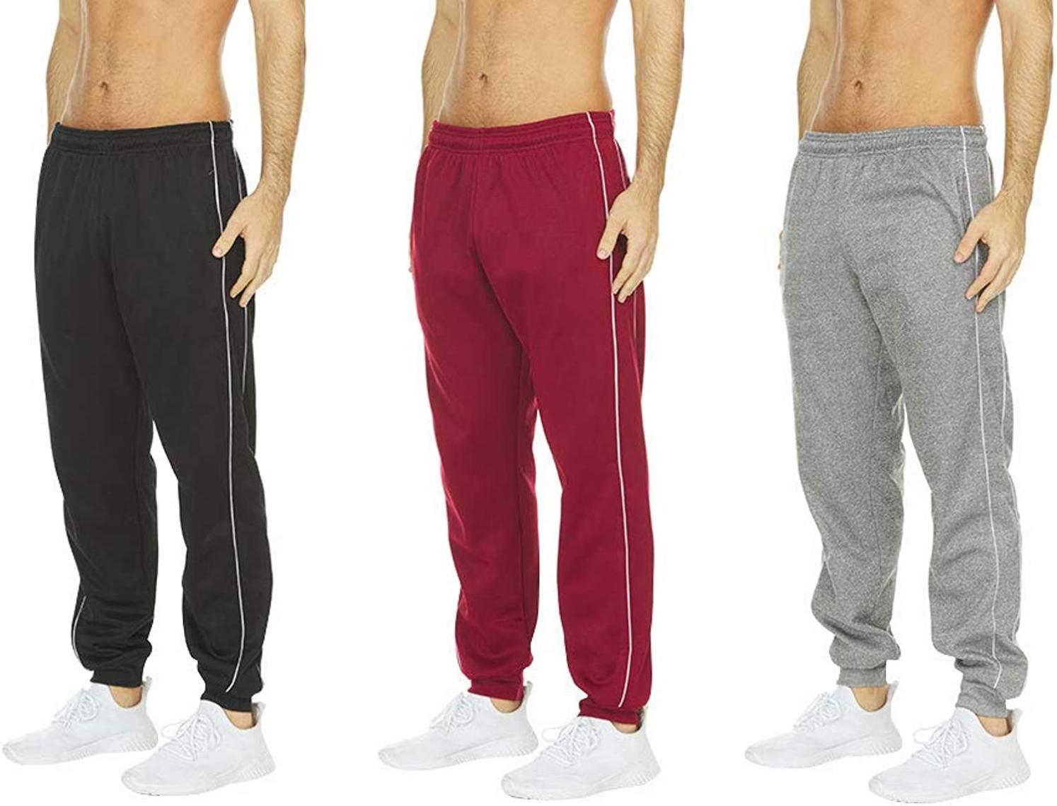 DARESAY Men's Tech Fleece Joggers Dry Fit Performance Sweatpants [3-Pack]