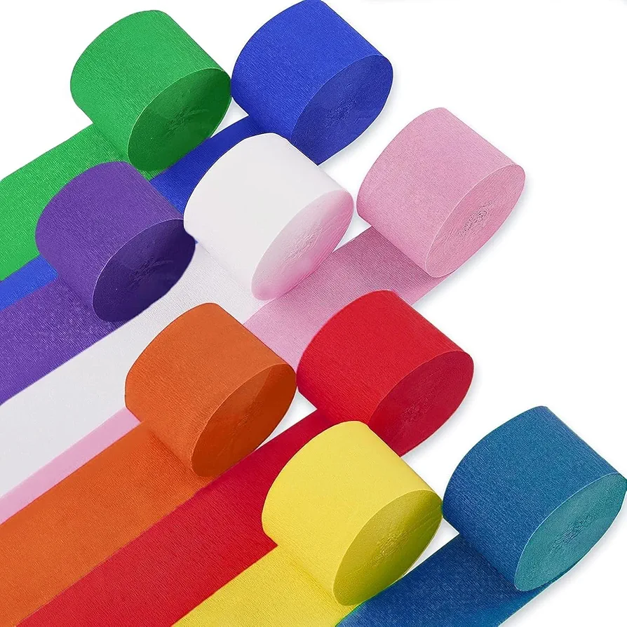 9 Rolls Crepe Paper Streamers in 9 Colors， Crepe Paper Streamers ，for Party, Birthday, Wedding Decorations ，Rainbow DIY Supplies， Colored Living Room Bedroom Decor, Art Crafts (Rainbow Color)