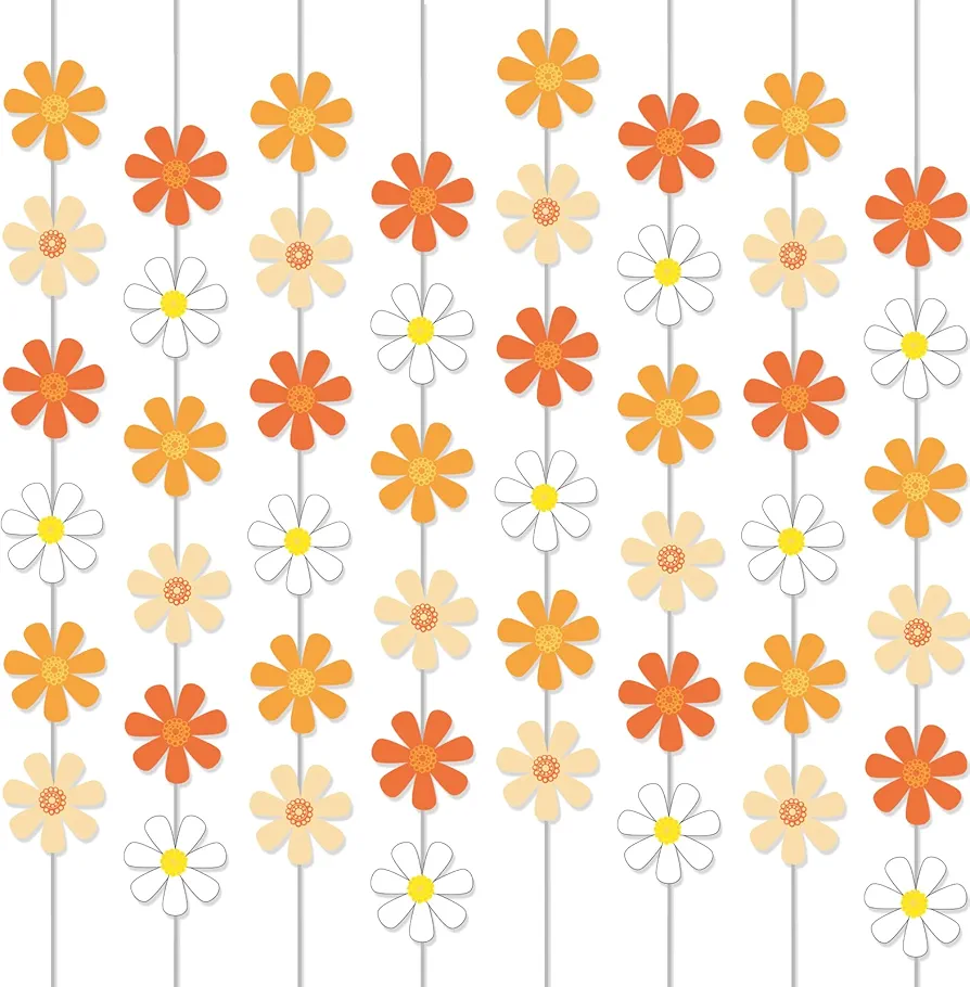 Daisy Groovy Boho Party Banners Daisy Garland Kit Daisy Hanging Swirl Daisy Party Supplies Decorations Daisy Paper Cutouts for One Two Birthday Baby Shower Party Home Classroom Favor Supplies Decor