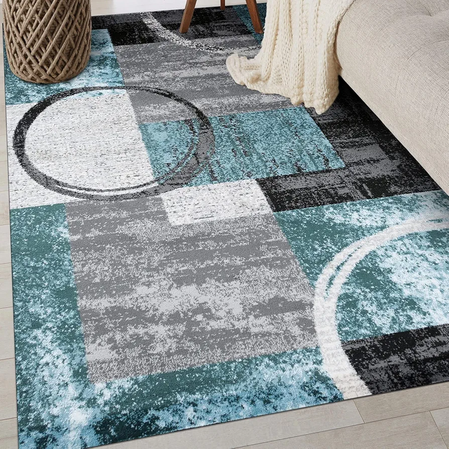 Rugshop Contemporary Abstract Circle Design Soft Area Rug - 3'3" x 5' Gray