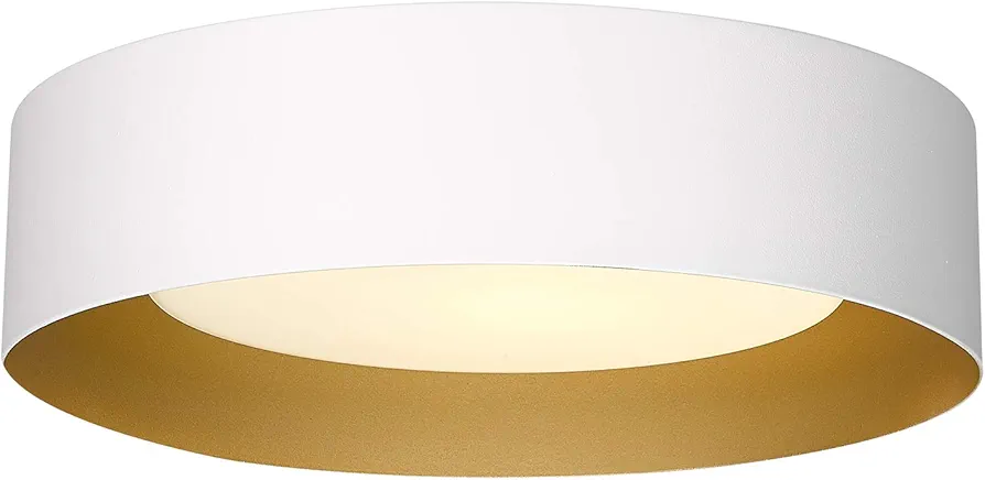 AUTELO Close to Ceiling Light Fixture, 14" Frosted Glass Shade Flush Mount Ceiling Light in White Finish E26 Socket for Living Room Hallway Bedroom C3336XS WH