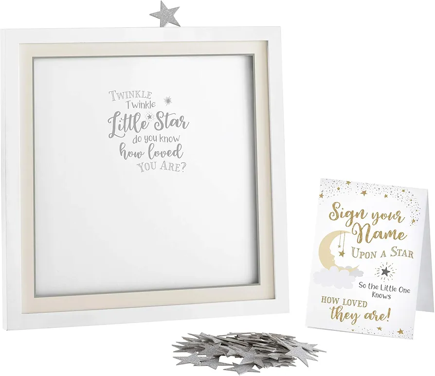 Lillian Rose Twinkle Shower Guest Signing Guest Book Alternative with 48 Stars, White (24BS610 GA)