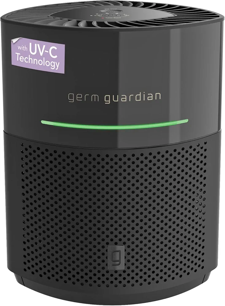 GermGuardian AirSafe+ Intelligent Air Purifier with 360° HEPA 13 Filter, Captures 99.97% of Pollutants, Wildfire Smoke, Large Rooms, Air Quality Sensor, UVC Light, Zero Ozone Verified, Black, AC3000B