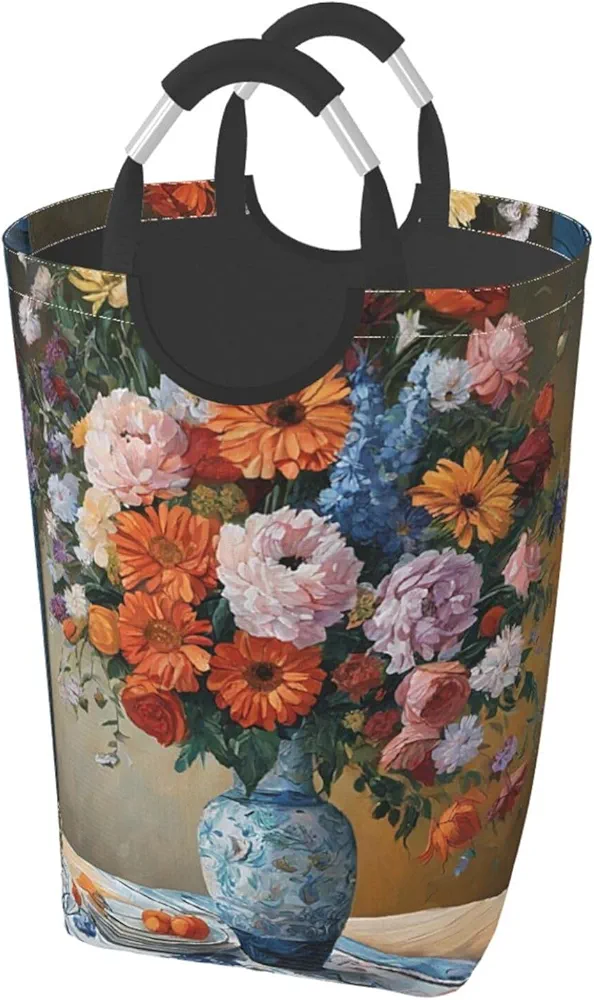 Laundry Basket Collapsible Clothes Hamper for Dirty Clothes, Laundry Bag with Handles Blanket Toys Storage Blanket, Dorm Room Essentials Accessories - Flower Diamond Painting