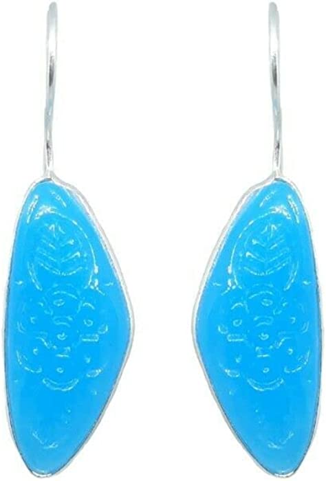 Indian Bollywood Jewelery Women Silver Oxidised Long Earrings Jhumki Blue Stone