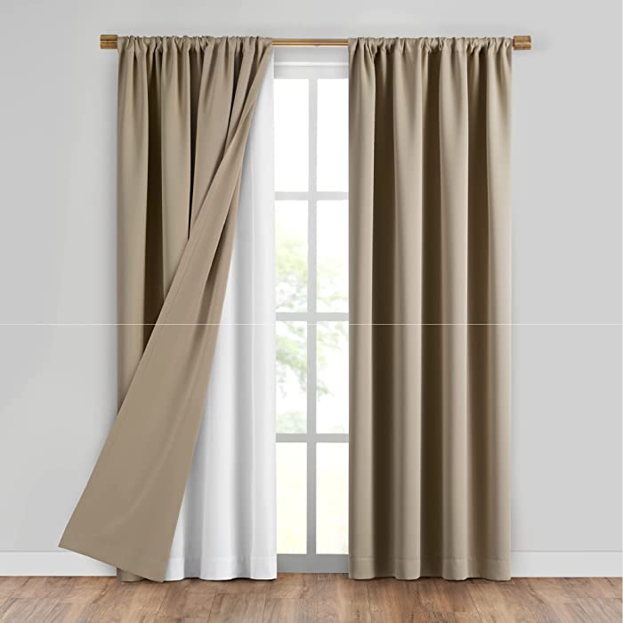 Elrene Home Fashions SunVeil Extra-Wide Draft-Stop Thermal Curtain Liner with YarnLock Technology, Single Panel, 40" x 60"