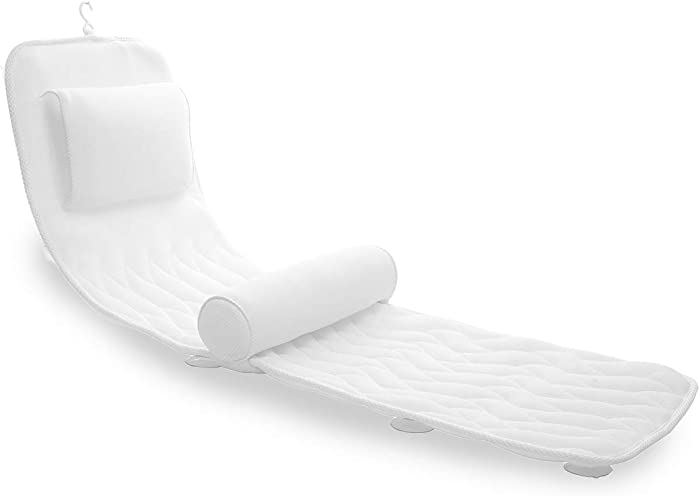 AEROiVi Full Body Bath Pillow with Lumbar Pillow Bathtub Cushion with 14 Suction Cups 3D Air Mesh Fit Any Tub