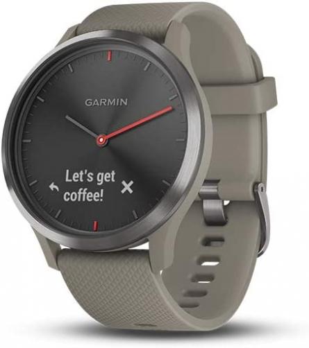 Garmin vivomove HR, Hybrid Smartwatch for Men and Women, Black with Sandstone Silicone Band