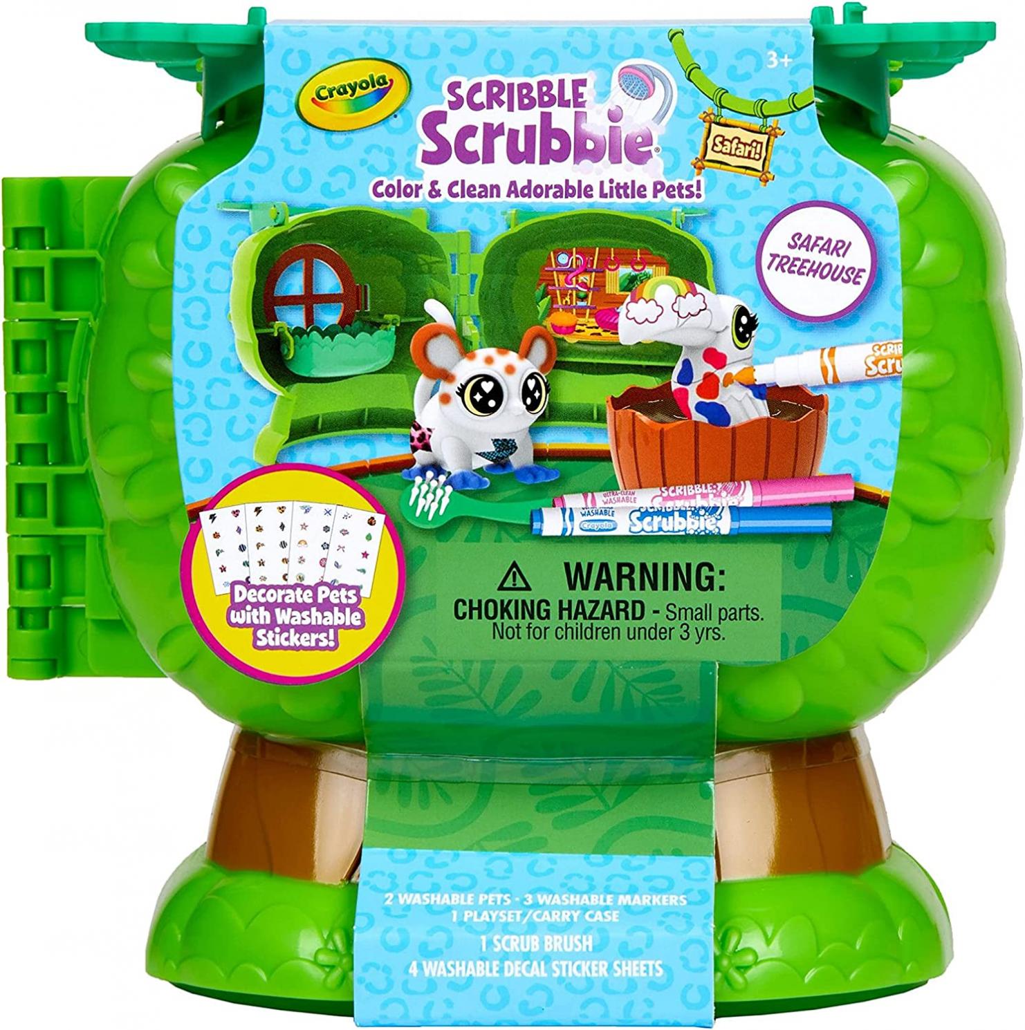 Crayola Scribble Scrubbie Pets Safari Treehouse, Toy Storage Case, Gift for Boys & Girls