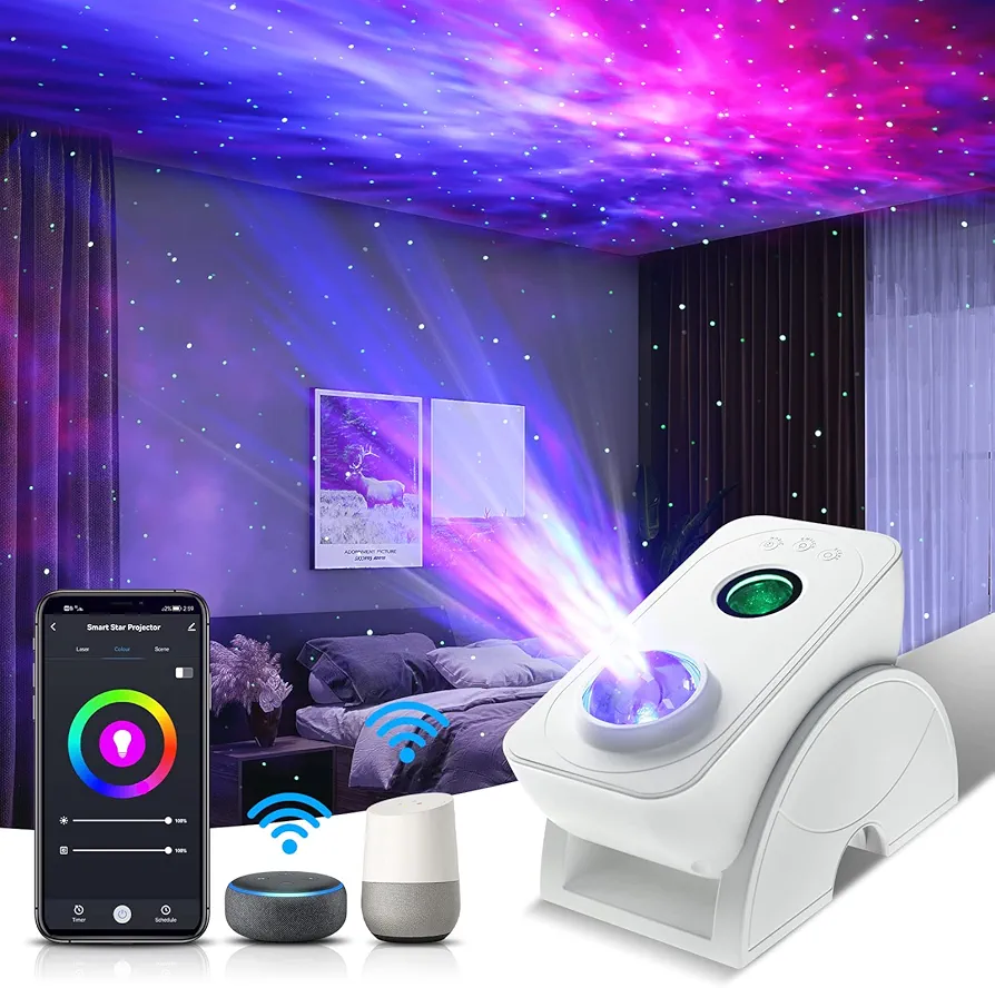 Smart Star Projector Galaxy Light, Starry Night Light Projector for Bedroom, Rotatable Nebula Cloud Stars, Music Sync, 24H Timer, starlight projector for Kids Adults Bedroom,Room Decor,Game Room,Party