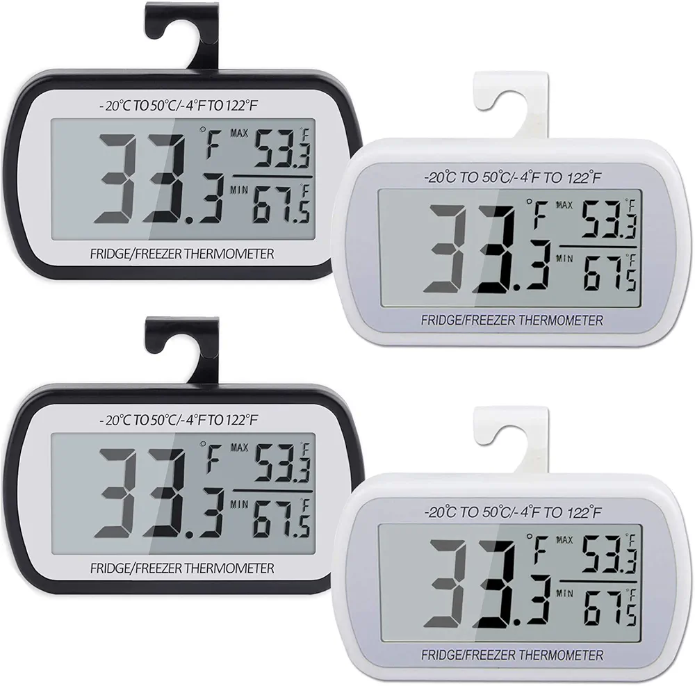 Waterproof Digital Refrigerator Thermometer Large LCD, Freezer Room Thermometer with Magnetic Back, No Frills Easy to Read