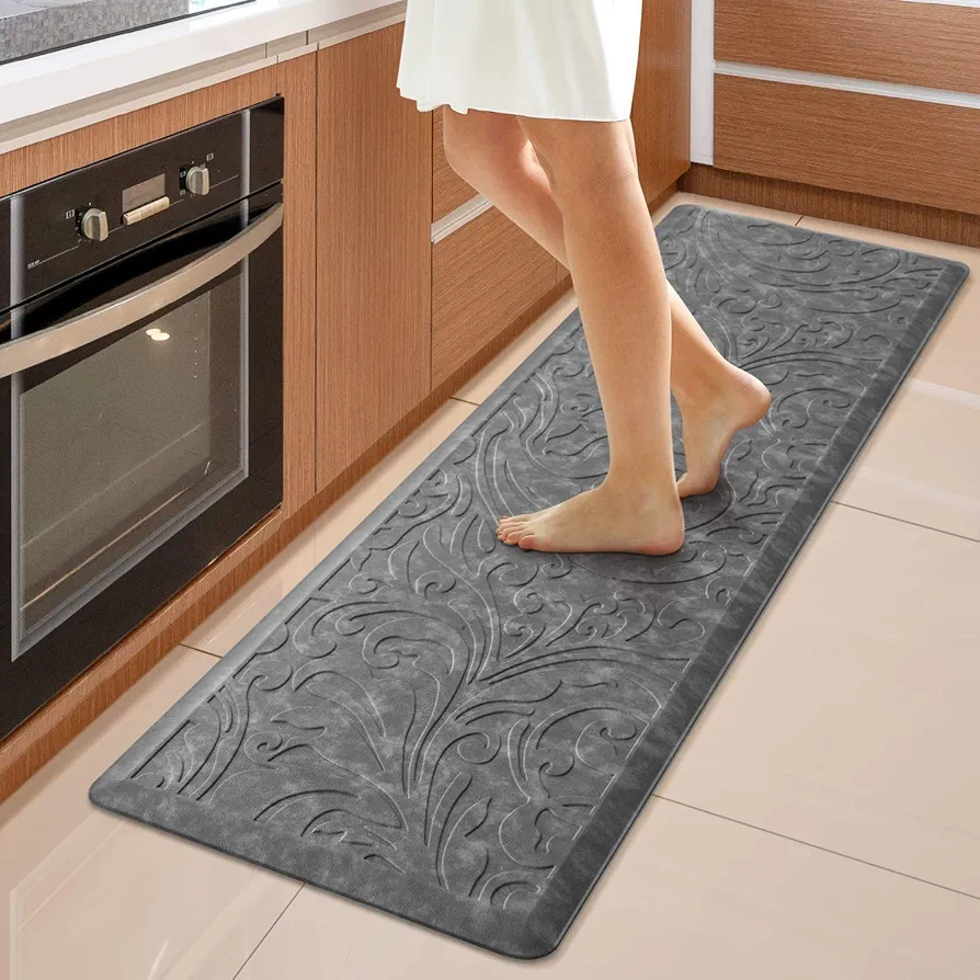 KMAT Kitchen Mat Cushioned Anti-Fatigue Floor Mat Waterproof Non-Slip Standing Ergonomic Comfort for Home,Office,Sink,Laundry,Desk 17.3" (W) x 60"(L),Grey