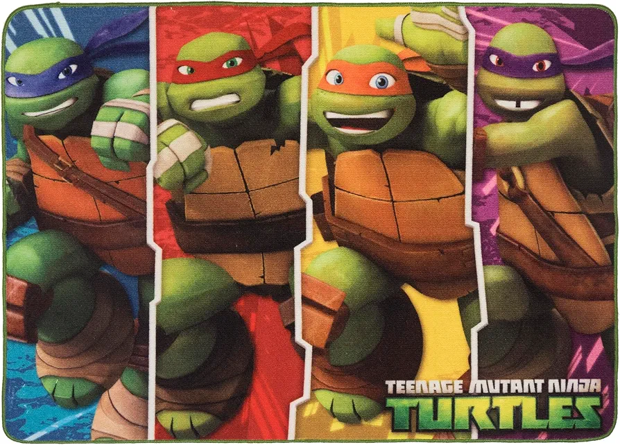 Gertmenian Indoor Teenage Mutant Ninja Turtles Childrens Area Rug - Home Décor Carpet for Kids Bedroom, Playroom, Game Room, or Classroom - 40x54 in., TMNT Patch, Multicolor, 31051