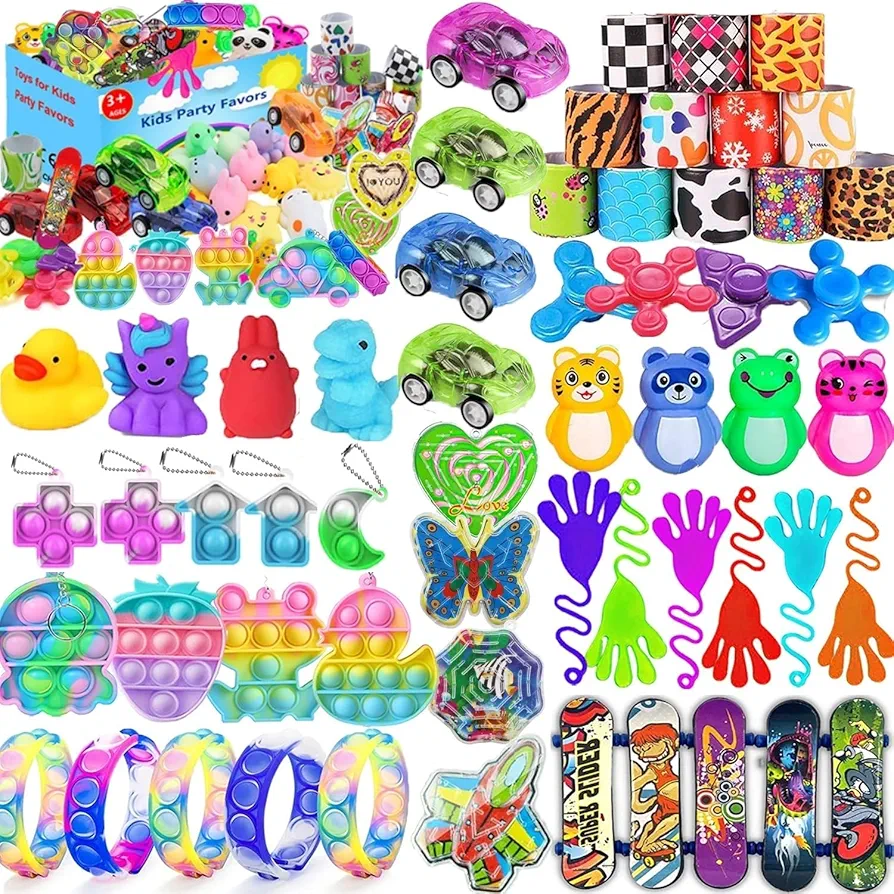 114 Pack Pop Party Favors for Kids 4-8 8-12, Premium Pop Fidget Toys, Birthday Gifts, Treasure Box Toys for Classroom, Carnival Prizes, Pinata Stuffers, Goodie Bag Stuffers