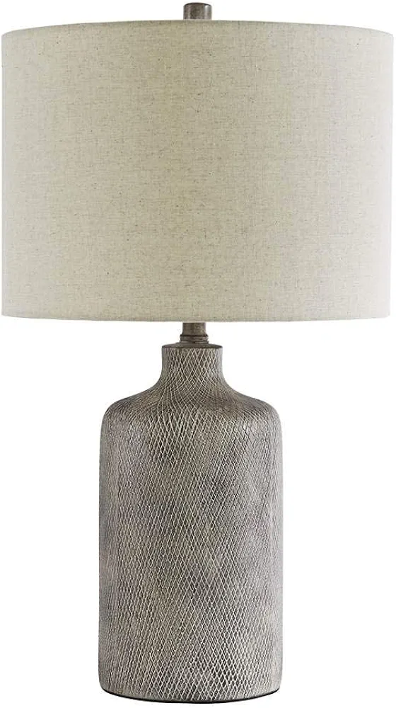 Signature Design by Ashley Linus Modern 25" Ceramic Table Lamp, Natural Stone Finish