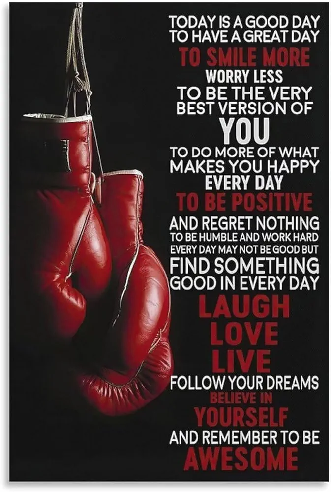 Black And White Canvas Wall Art Boxing Inspirational Famous Saying Office Wall Decoration Red Boxing Canvas Painting Posters And Prints Wall Art Pictures for Living Room Bedroom Decor 24x36inch(60x90