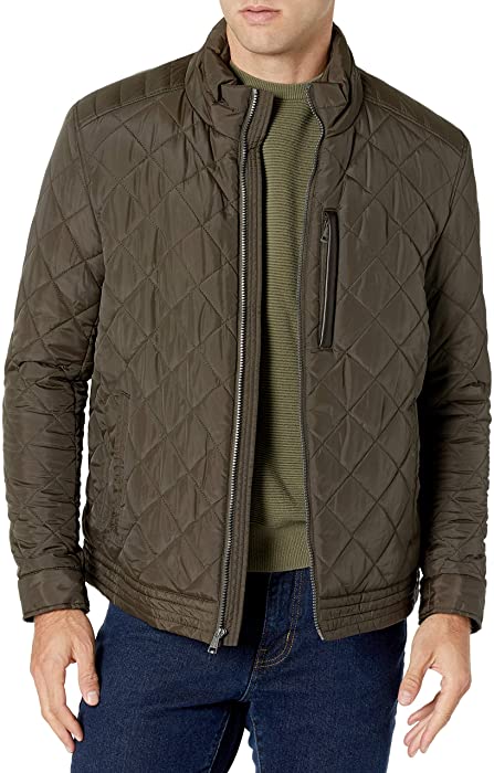 Cole Haan Signature Men's Diamond Quilted Jacket with Faux Sherpa Lining