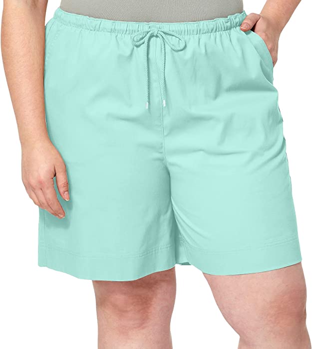 Coral Bay Plus The Everyday Solid Drawstring Twill Shorts