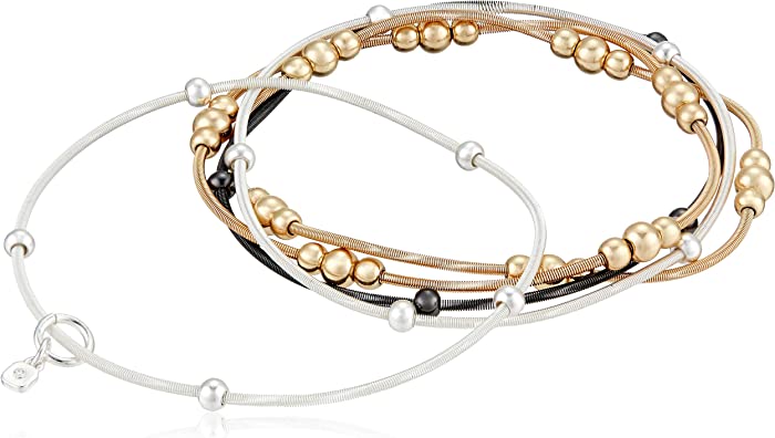 NINE WEST Women's Classics Tri Tone 5 Row Stretch Bracelet