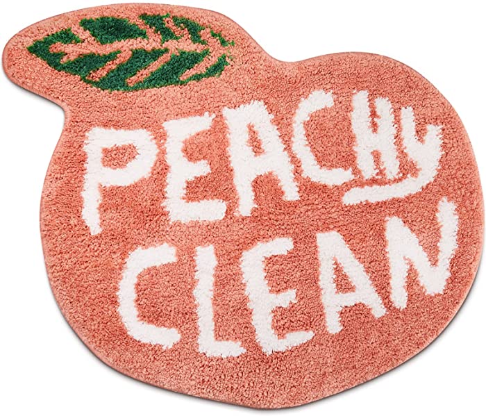 Peach Bathroom Rugs and Mat Cute Bath Mat Plush Coral Pink Peach Bathroom Decor Non Slip Absorbent Peach Bath Rug Funny Soft Peachy Clean Mat Washable Bathtub Rug for Tub and Shower