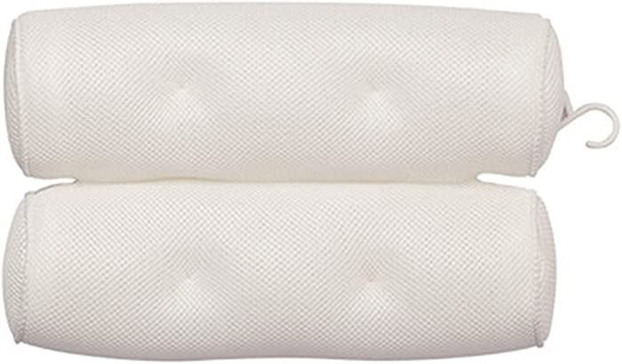 XXIOJUN Bath Pillow,Ergonomic Bath Pillow Neck and Back Support，for Relaxation with 3D Air Mesh Technology-Spa Tub Cushion with Strong Suction Cups Bath Accessories (Color : White, Size : 35x22cm)