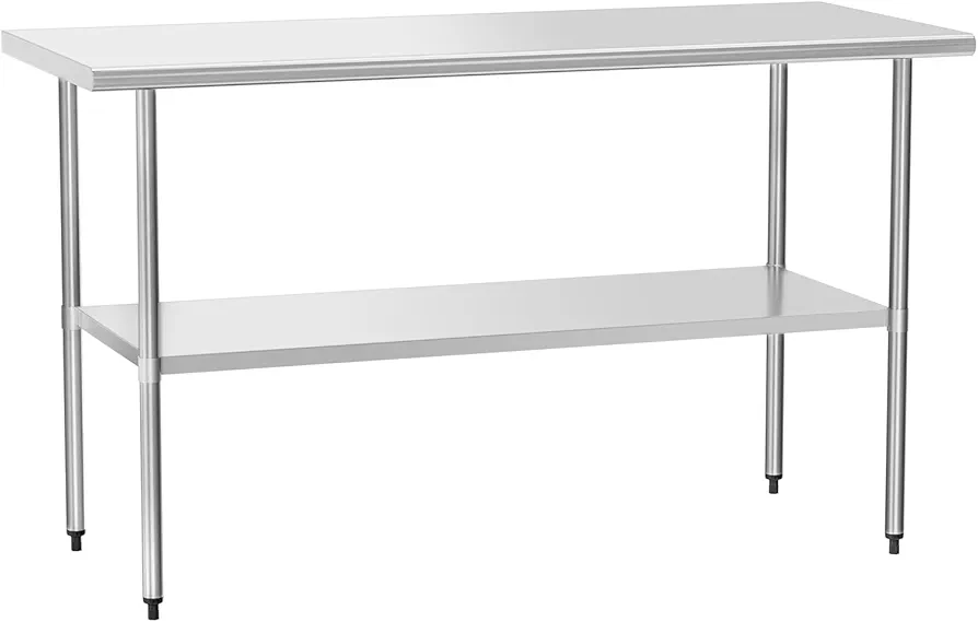 Stainless Steel Table for Prep & Work 30" X 60" inches with Adjustable Shelf, Commercial Workstations, Utility Table in Kitchen Garage Laundry Room Outdoor BBQ