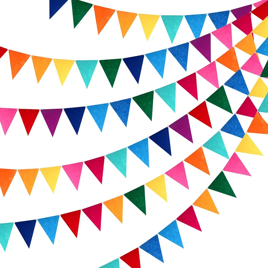 Outus 6 Sets Rainbow Pennant Banner Flags Garland Multicolor Bunting String Triangle Flags Bulk Rainbow Bunting for School Classroom Carnival Birthday Party Festival Decorations(Rainbow Colors)