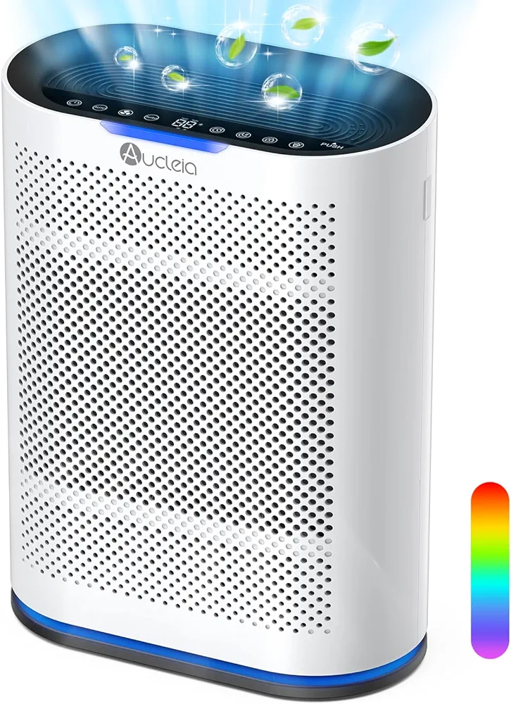 Air Purifiers for Home Large Room Cover 2,100 Ft²,22dB Air Purifiers for Home Removes Pets Hair Dust Smoke Odor, H14 Air Purifier with Aromatherapy Auto Mode Air Quality Monitor&7 Colors Light