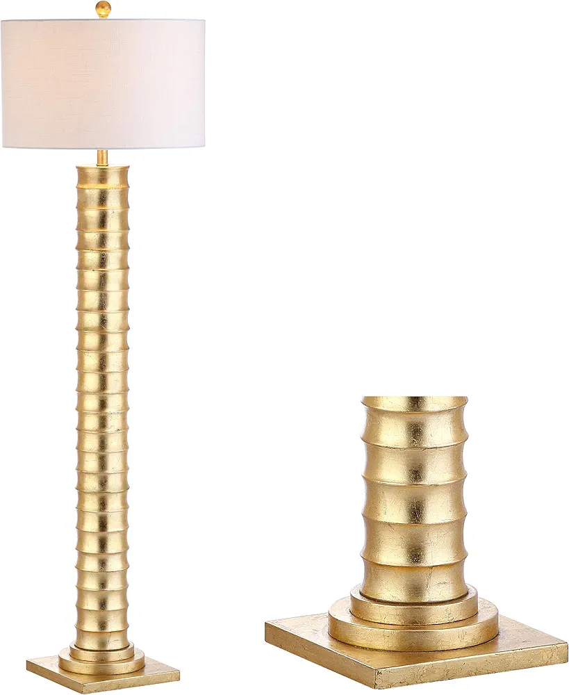 JONATHAN Y JYL4032A Serena 63" Metal LED Floor Lamp, Contemporary, Modern, Art Deco Style, Office, Elegant, Living Room, Family Room, Dining Room, Bedroom, Hallway, Foyer, Gold Leaf