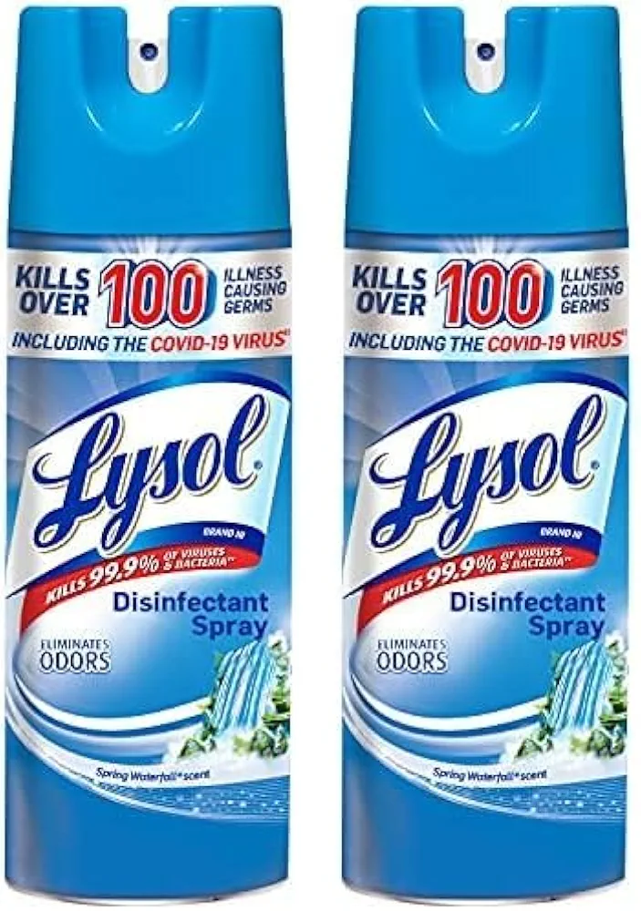 Lysol Disinfectant Spray, Sanitizing and Antibacterial Spray, For Disinfecting and Deodorizing, Spring Waterfall, 12.5 Fl Oz, (Packaging May Vary) (Pack of 2)