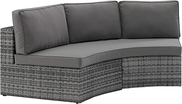 Crosley Furniture CO7120-GY Catalina Outdoor Wicker Round Sectional Sofa, Gray