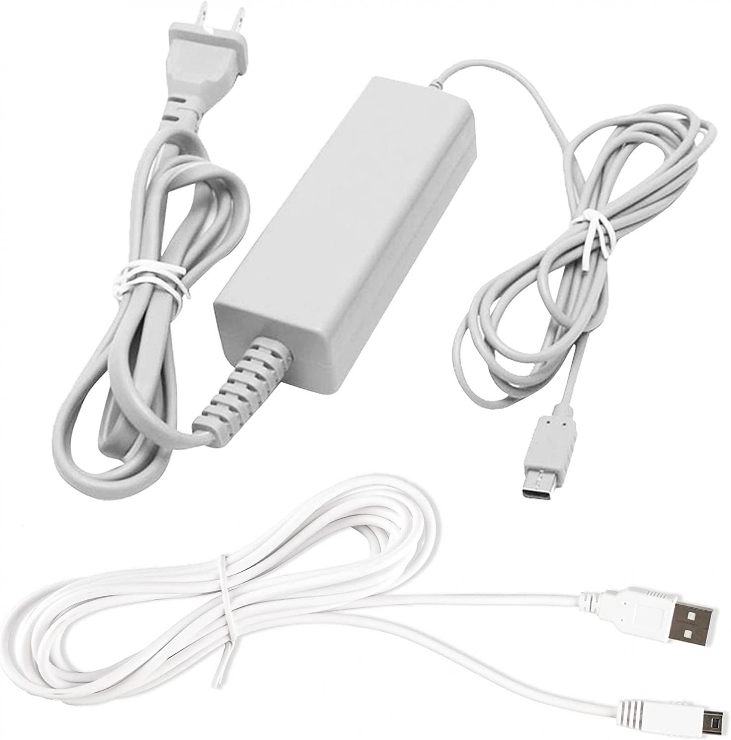 Charger Kits for Wii U Gamepad, AC Power Adapter Charger and USB Charging Cord for Nintendo Wii U Gamepad Remote Controller