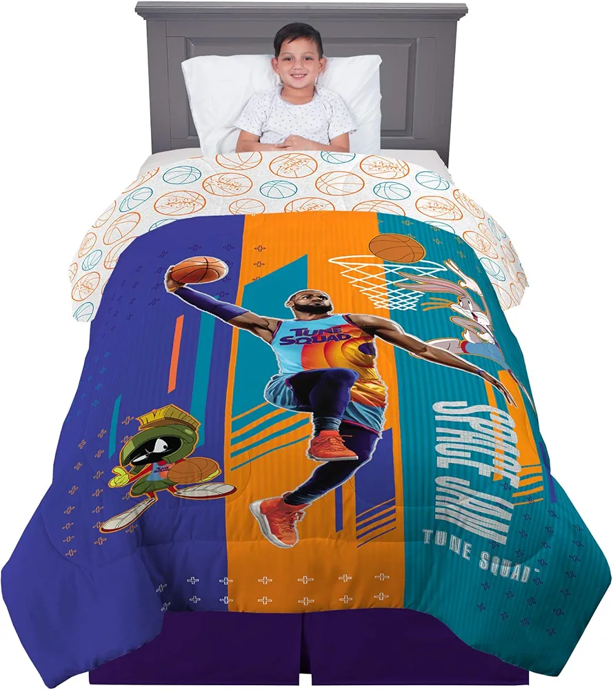 Franco Kids Bedding Super Soft Microfiber Reversible Comforter, Twin/Full, Space Jam 2 A New Legacy