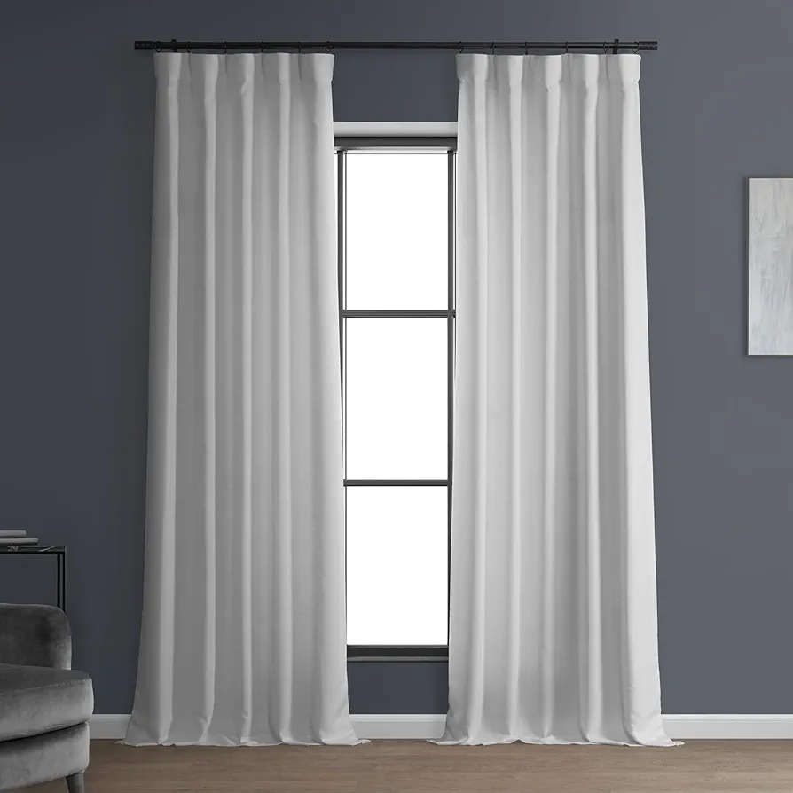 HPD Half Price Drapes Italian Faux Linen Curtains 84 Inches Long Room Darkening Curtains for Bedroom and Living Room 50 X 84, (1 Panel), Dove White