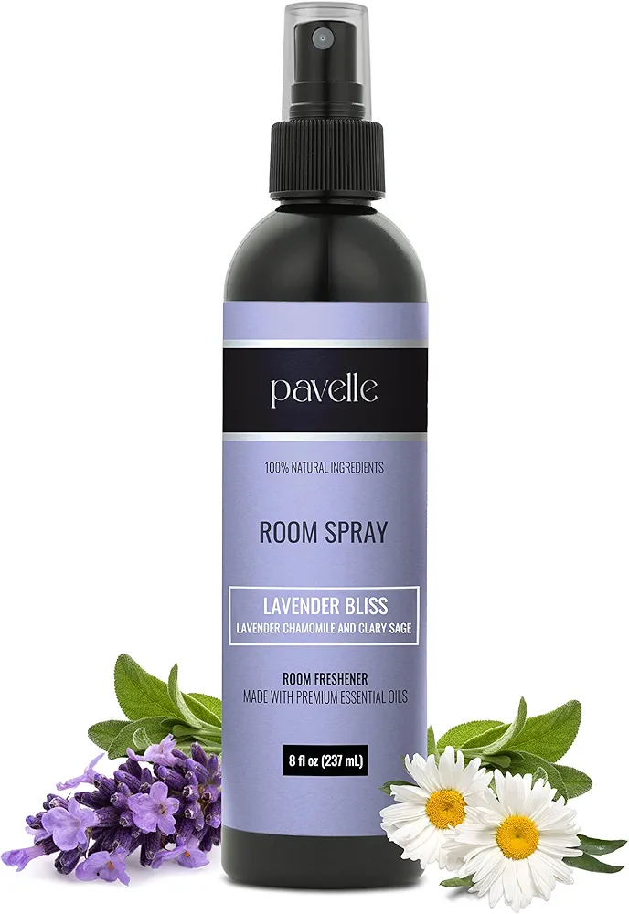 Room Spray, 100% Natural Essential Oil Bathroom Air Freshener & Aromatherapy for Stress Relief, Long Lasting, Non Toxic, Concentrated Deodorizer, Made in The USA, Lavender Bliss, 8 Fl. Oz