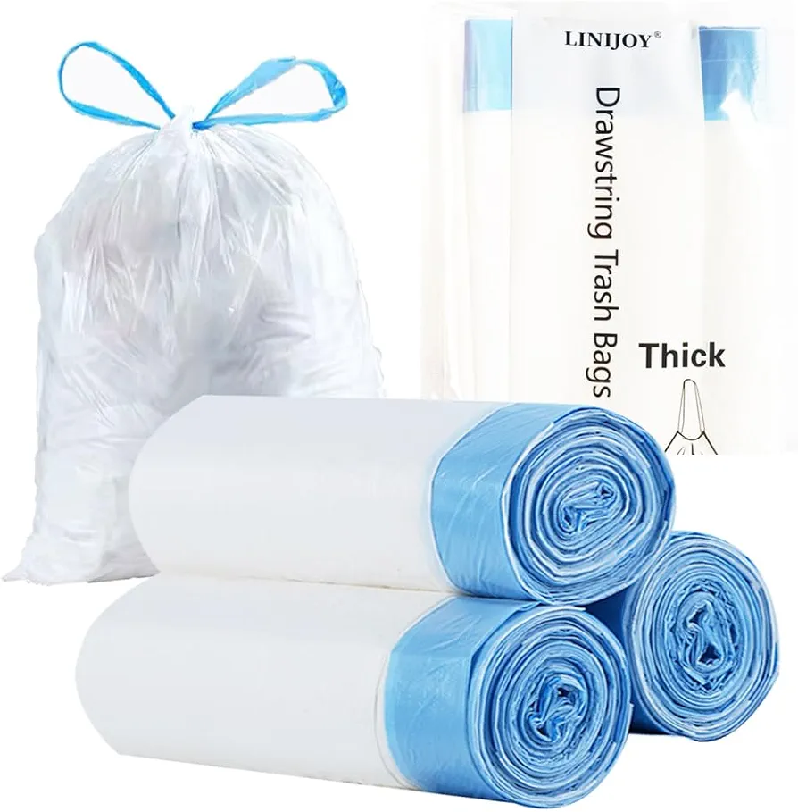 4 Gallon Trash Bags Drawstring,Small 60 Counts Strong Drawstring Trash Bags,White Small Garbage Bags Unscented for Kitchen,Bathroom,Office