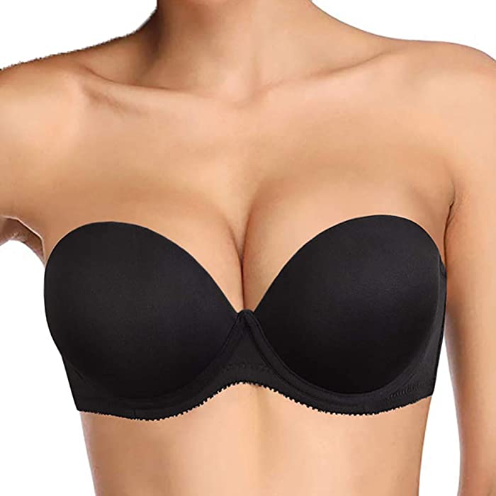 Plusexy Women’s Push Up Strapless Bra Thick Padded Underwire Convertible Multiway Bras