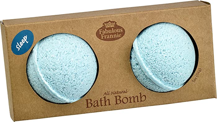 Fabulous Frannie Sleep Natural, Handmade Bath Bomb Set, Rich in Essential Oil, Mineral Salt, Coconut Oil, Witch Hazel, Fizzies to Moisturize Skin 2 pk 2.5oz each