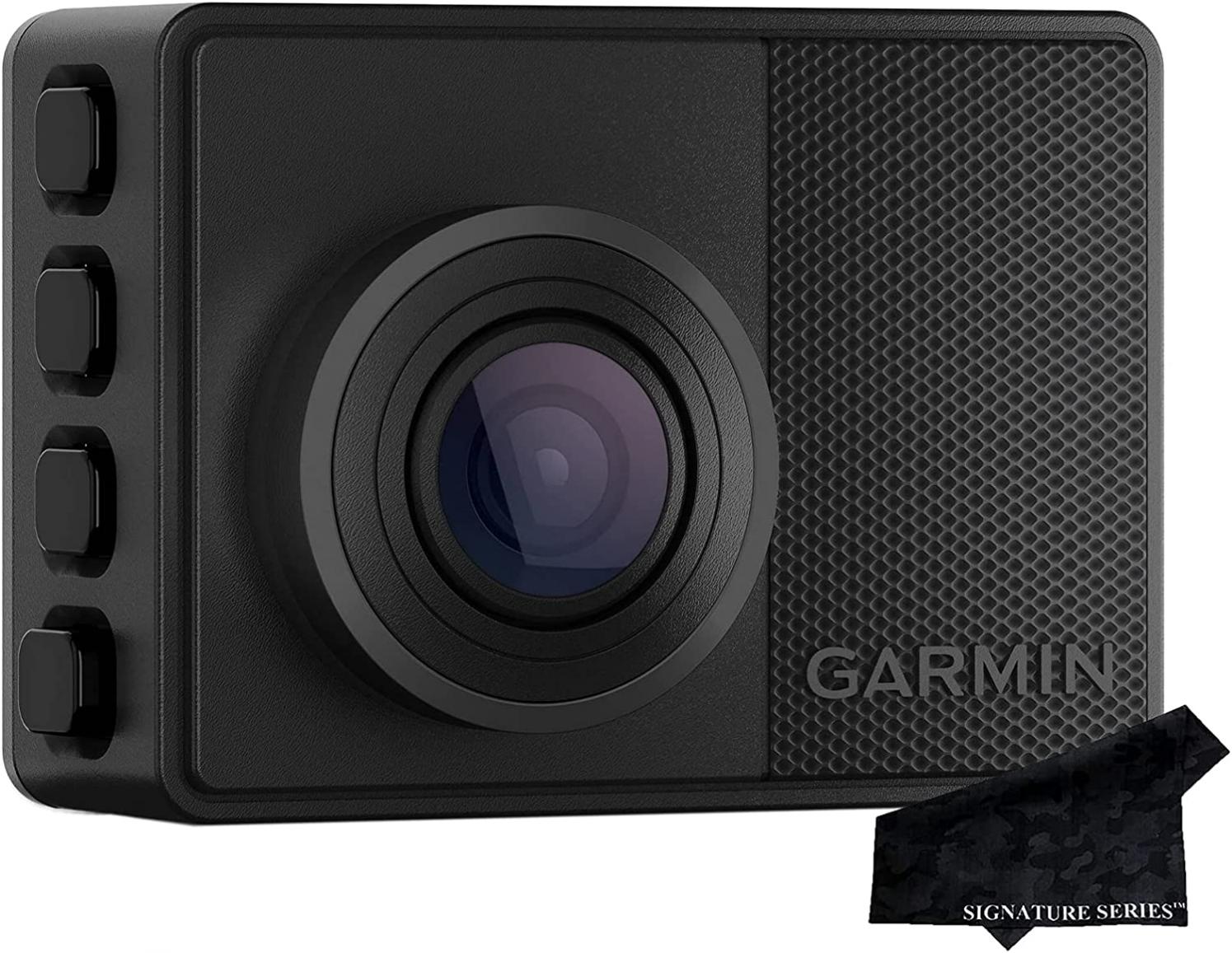 Garmin Dash Cam 67W, 1440p, 180-degree FOV, Remotely Monitor Your Vehicle and Signature Series Cloth