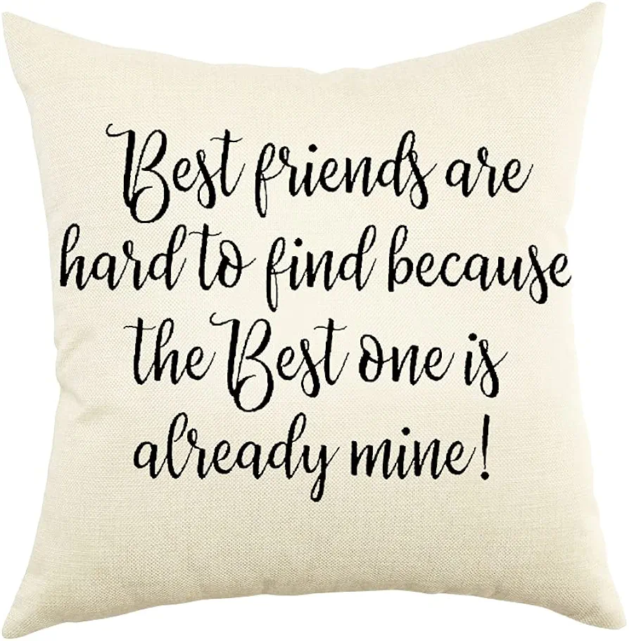 Ogiselestyle Friendship Gifts Decorative Throw Pillow Covers 18" x 18" with Best Friend Quotes Family Room Décor