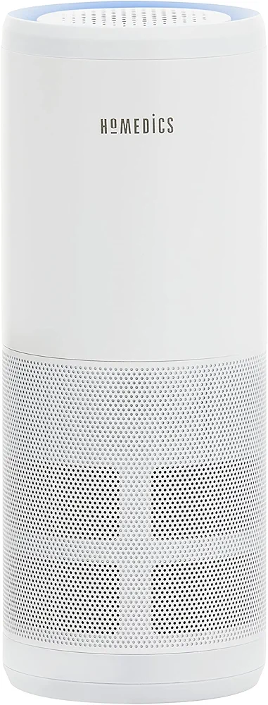 Homedics 4-in-1 UV-C Portable Air Purifier - 360-Degree HEPA Filter, Air Purifiers for Bedroom and Home Small Rooms, 2 Speed Settings for Small Rooms, White