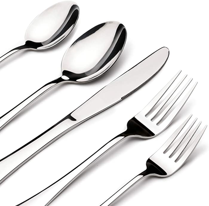 Acnusik Stainless Steel Flatware Service for 8, Utensils Cutlery Including Knife 40-Piece Silverware Set, Silver